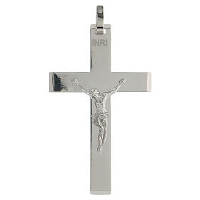 Croce vescovile argento lucido 925 corpo Cristo rilievo