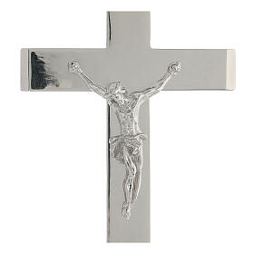 Croce vescovile argento lucido 925 corpo Cristo rilievo
