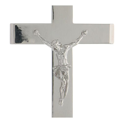 Cruz episcopal prata brilhante 925 corpo Cristo relevo 2