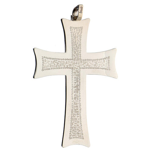 Croce pettorale argento decori astratti bianchi argento sterling 2