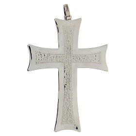Krzyż pektoralny ze srebra, z abstrakcyjnymi dekoracjami białymi ze srebra sterling