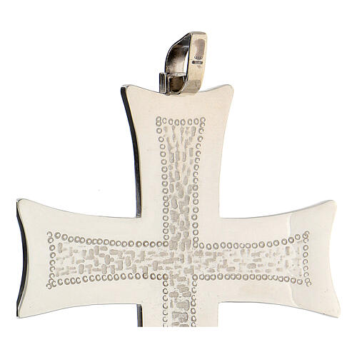 Krzyż pektoralny ze srebra, z abstrakcyjnymi dekoracjami białymi ze srebra sterling 3
