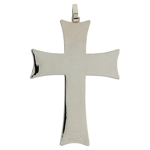 Krzyż pektoralny ze srebra, z abstrakcyjnymi dekoracjami białymi ze srebra sterling 4