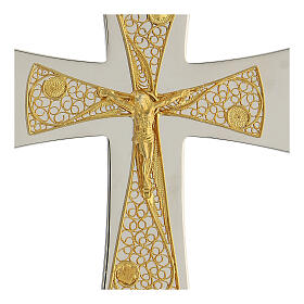 Krzyż biskupi srebro 925 dwukolorowe, filigran pozłacany, 9,5x6,5 cm