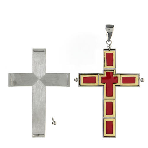 Krzyż biskupi naczynie na relikwie srebro 925, otwierany 3