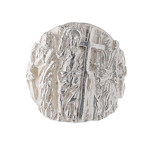 Bishop's ring Jesus Peter and Paul, 925 silver, adjustable size 3