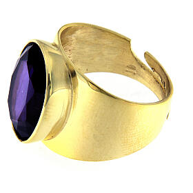 Adjustable bishop's ring in 925 gilded silver with amethyst
