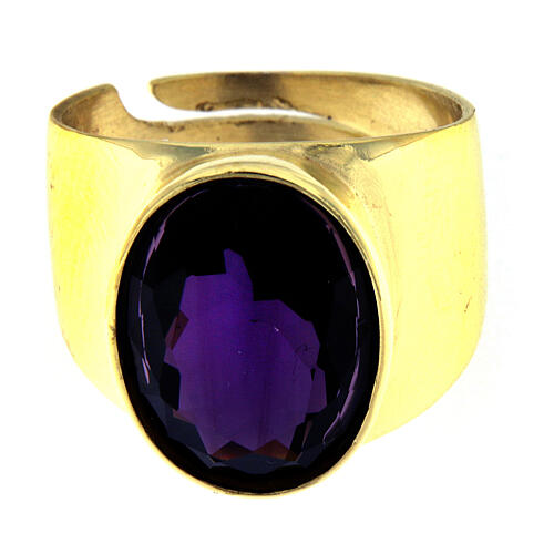 Adjustable bishop's ring in 925 gilded silver with amethyst 3