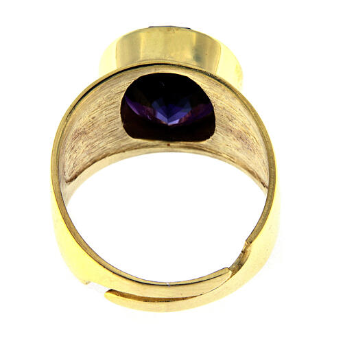 Adjustable bishop's ring in 925 gilded silver with amethyst 4