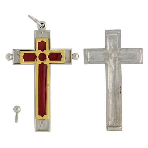 Cruz relicario abatible episcopal para reliquias plata 800 - 6,5x3,7 cm 3