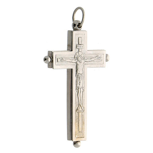 Croce teca apribile vescovile portareliquie argento 800 - 6,5x3,7 cm 2
