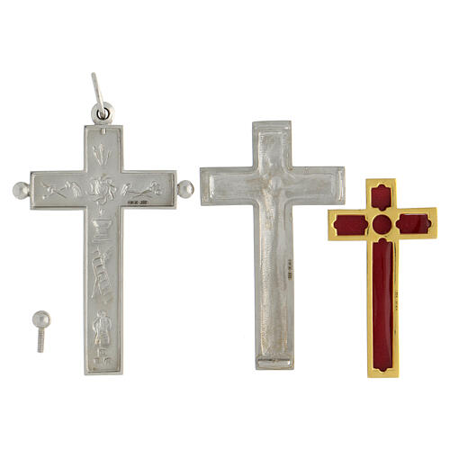 Krzyż biskupi kustodia otwierana naczynie na relikwie, srebro 800, 6,5x3,7cm 4