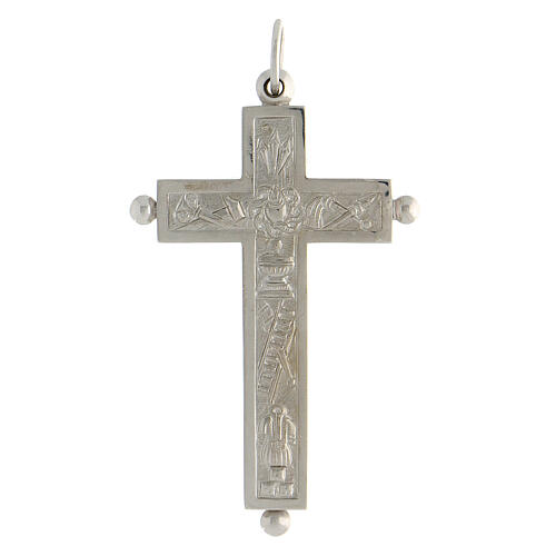 Krzyż biskupi kustodia otwierana naczynie na relikwie, srebro 800, 6,5x3,7cm 5
