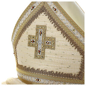 Wool and lurex mitre, golden embroidery, 24 in Gamma