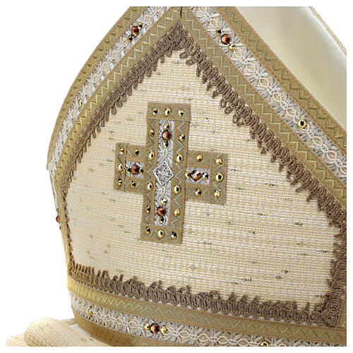 Wool and lurex mitre, golden embroidery, 24 in Gamma 2