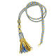 Pectoral cross cord with tassel, light blue and gold s1