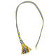 Pectoral cross cord with tassel, light blue and gold s6