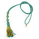 Pectoral cross cord with tassel, light blue and gold s1