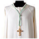Pectoral cross cord with tassel, light blue and gold s2