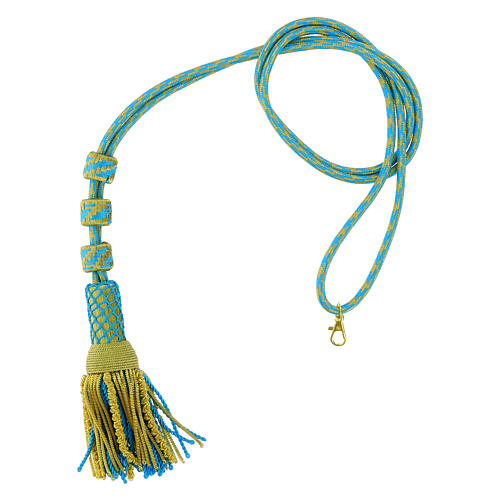 Cordón episcopal para cruz pectoral azul oro 1