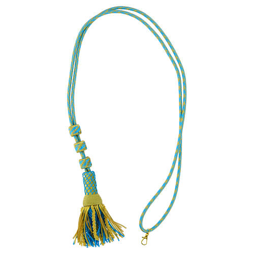 Cordón episcopal para cruz pectoral azul oro 4