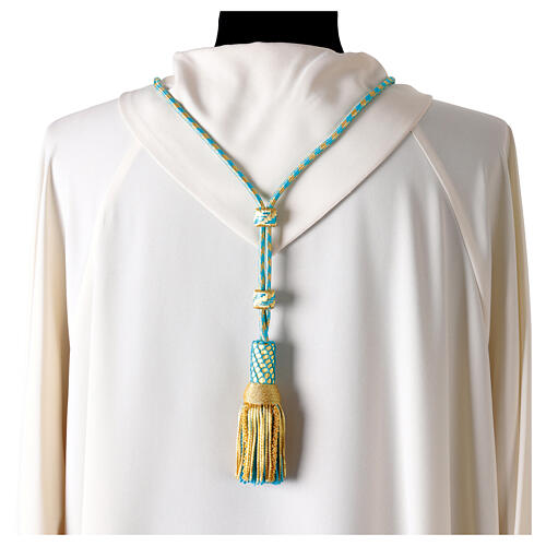 Cordon pour croix pectorale bleu or 3