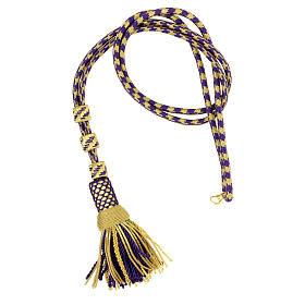 Pectoral cross cord with tassel, purple and gold