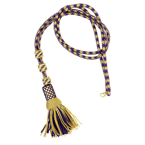Pectoral cross cord with tassel, purple and gold 1