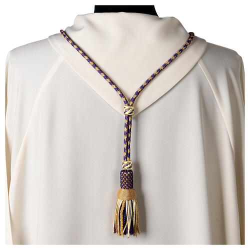 Pectoral cross cord with tassel, purple and gold 4