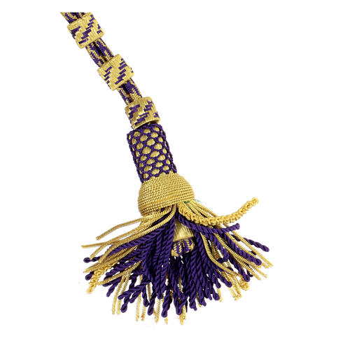 Pectoral cross cord with tassel, purple and gold 5