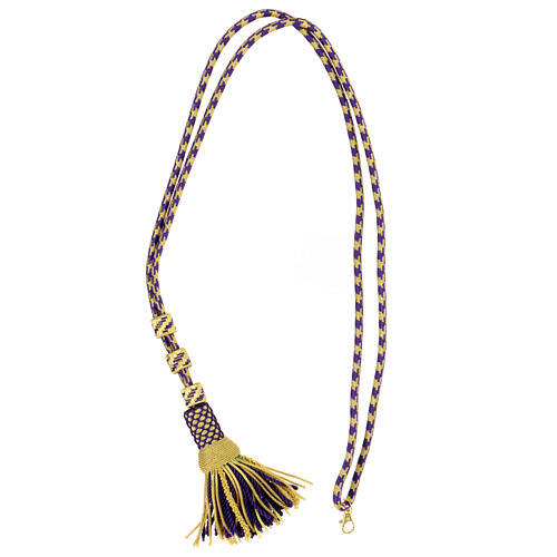 Pectoral cross cord with tassel, purple and gold 6