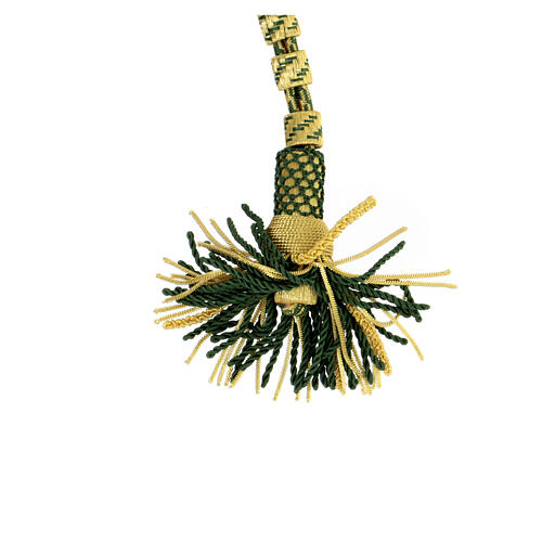 Pectoral cross cord with tassel, olive green and gold 5