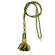 Pectoral cross cord with tassel, olive green and gold s1