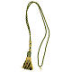 Pectoral cross cord with tassel, olive green and gold s6