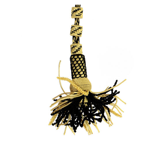 Pectoral cross cord with tassel, black and gold 5