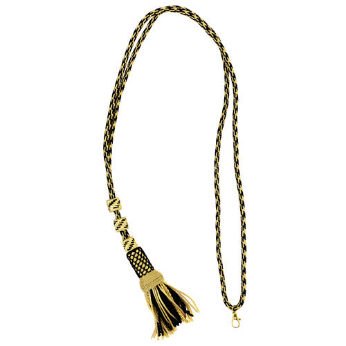 Pectoral cross cord with tassel, black and gold 6
