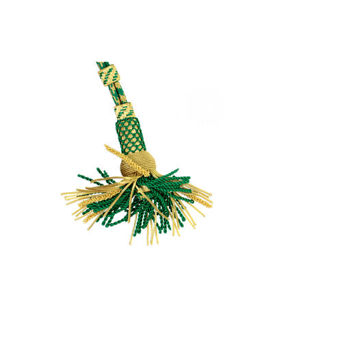 Pectoral cross cord with tassel, mint green and gold 5