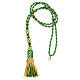 Pectoral cross cord with tassel, mint green and gold s1