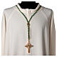 Pectoral cross cord with tassel, mint green and gold s2