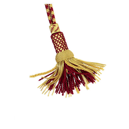 Pectoral cross cord with tassel, burgundy and gold 4
