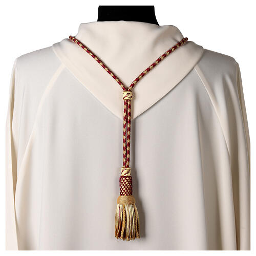 Pectoral cross cord with tassel, burgundy and gold 5