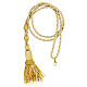 Pectoral cross cord with tassel, cream and gold s1