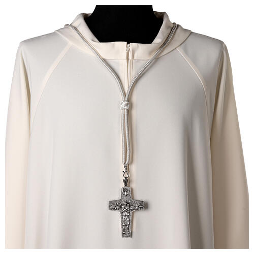 Pectoral cross cord with tassel, silver 2