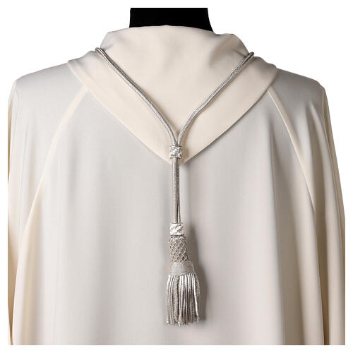 Pectoral cross cord with tassel, silver 4