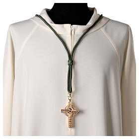 Cordón episcopal cruz pectoral verde aceituna