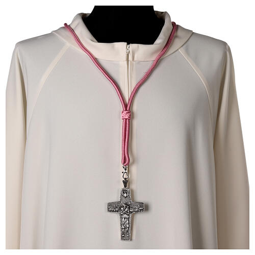 Cordón episcopal cruz pectoral color malva 2