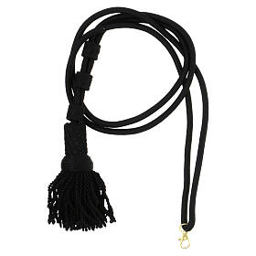 Black cord for bishop's pectoral cross with golden snap hook