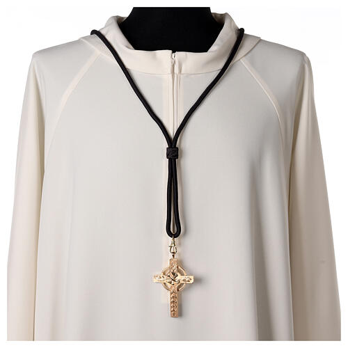 Black cord for bishop's pectoral cross with golden snap hook 2