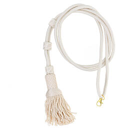 Bishop's pectoral cross cord cream-colored with snap hook