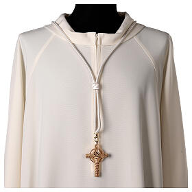 Bishop's pectoral cross cord cream-colored with snap hook